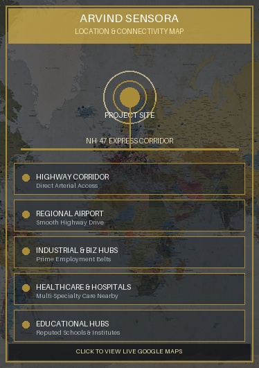 Arvind Sensora Strategic Regional Location Map